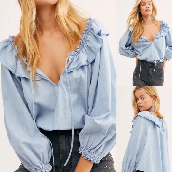 Free People Tops - 5️⃣ Free People Lily Of The Valley Ruffle Trim - S